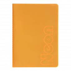 Книга записна NEON, А5, 80 аркушів, клітинка, зшита обкладинка PVC, помаранчева