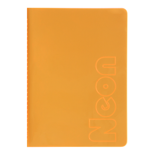 Книга записна NEON, А5, 80 аркушів, клітинка, зшита обкладинка PVC, помаранчева