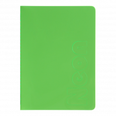 Книга записна NEON, А5, 80 аркушів, клітинка, зшита обкладинка PVC, зелена