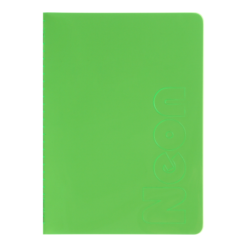 Книга записна NEON, А5, 80 аркушів, клітинка, зшита обкладинка PVC, зелена