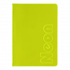 Книга записна NEON, А5, 80 аркушів, клітинка, зшита обкладинка PVC, жовта