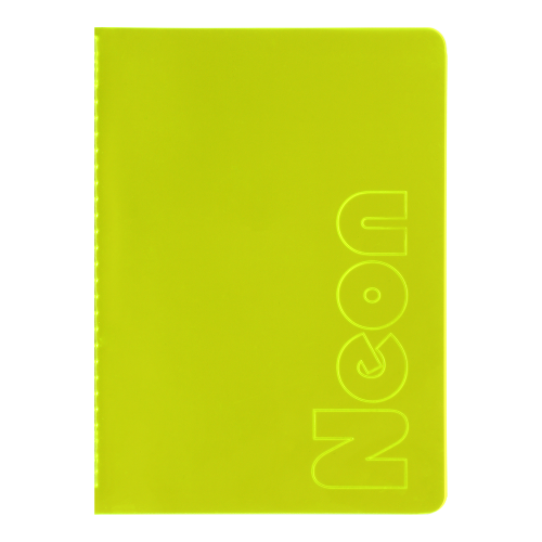 Книга записна NEON, А5, 80 аркушів, клітинка, зшита обкладинка PVC, жовта