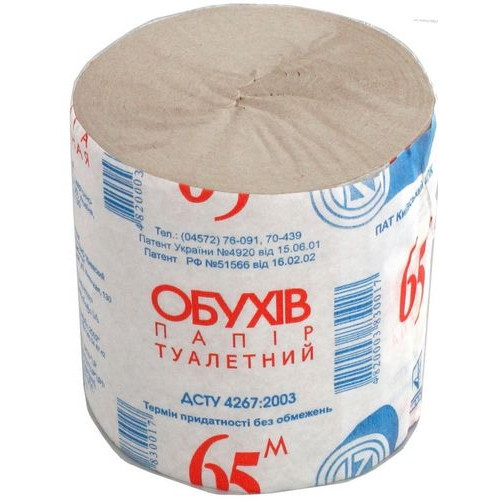 Туалетний папір макул. "Обухов 65", без гільзи, сірий