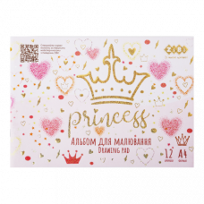 Альбом для малювання ZiBi Kids Line 12арк. 120 г/м2, на скобі рожевий PRINCESS