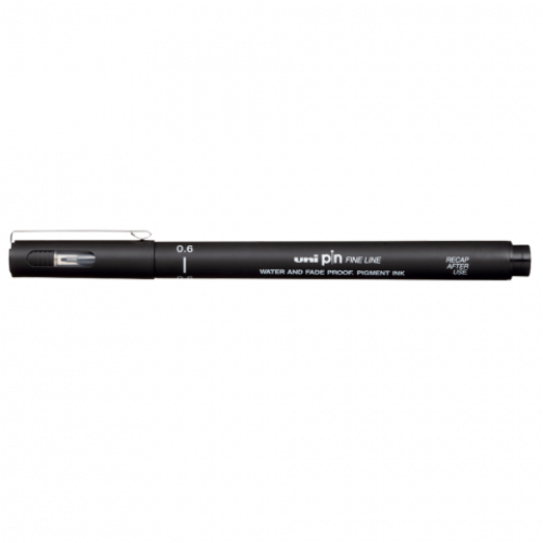 Лінер UNI Mitsubishi Pencil 0.6мм fine line, чорний (Япония)