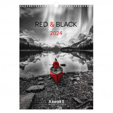 Календар настінний А3 2024 р., Red & Black