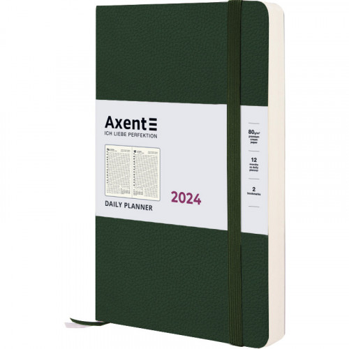 Датований щоденник 145*210 Axent Partner Soft Skin, темно-зелений