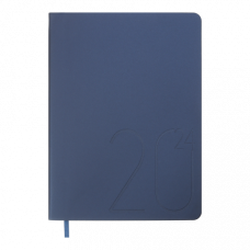 Датований щоденник А5 Buromax STEEL синій, штуч. шкіра