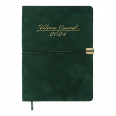 Датований щоденник А5 Buromax VELOUR зелений, штуч. шкіра