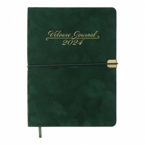 Датований щоденник А5 Buromax VELOUR зелений, штуч. шкіра