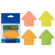 Папір клейкий BUROMAX "Стрілка", 50 арк., асорті, неон