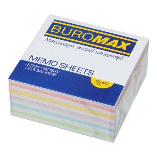 Блок паперу для нотаток BUROMAX ЛЮКС "ЗЕБРА" PASTEL, 90х90х40мм, склеєний