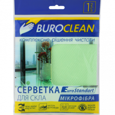 Серветка мікрофібра для скла та дзеркал BuroClean EuroStandart 30х30 см (зелена)