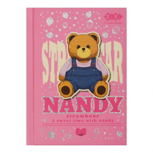 Блокнот А6 64 арк., клітинка, тв. обл., мат. ламін.+лак, ,рожевий, KIDS Line BEAR TOY