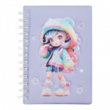 Зошит на пружині CUTE, 179 х 126 мм, 80 арк., лінія, Soft PU обкладинка, фіолетова, KIDS Line