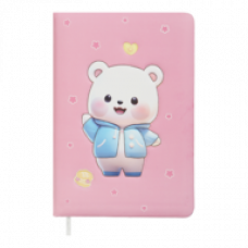 Блокнот BEAR, 155 х 108 мм, 80 арк., лінія, Soft PU обкладинка, рожевий, KIDS Line