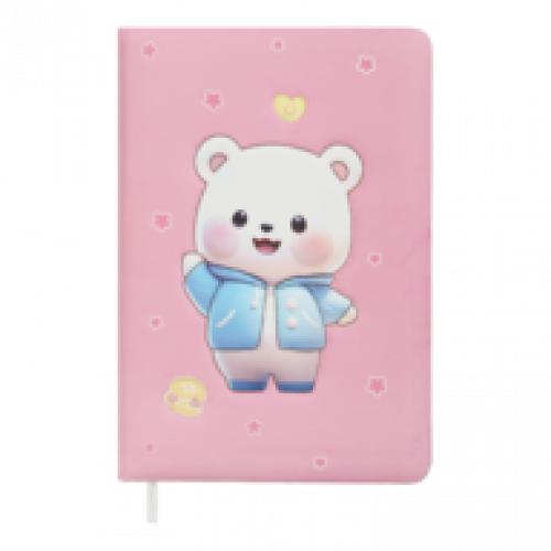 Блокнот BEAR, 155 х 108 мм, 80 арк., лінія, Soft PU обкладинка, рожевий, KIDS Line