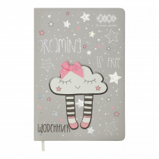Щоденник Zibi Kids Line тверда обкладинка сендвіч CLOUD шт.шкіра сірий