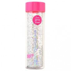 Бутылка для воды YES с блестками "Sparkle", 570мл, крышка розового цвета