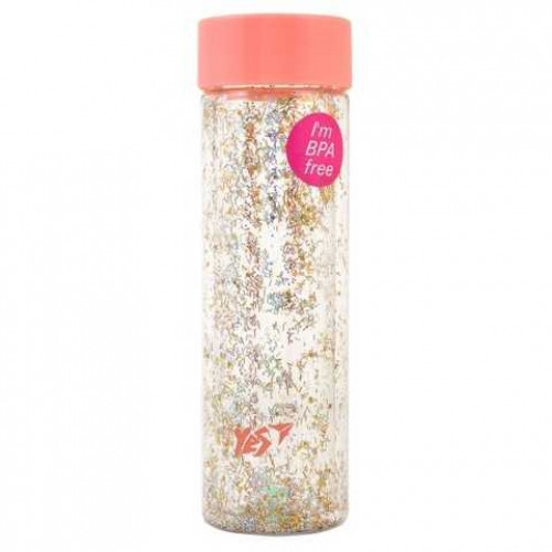 Бутылка для воды YES с блестками "Shine", 570мл, крышка персикового цвета