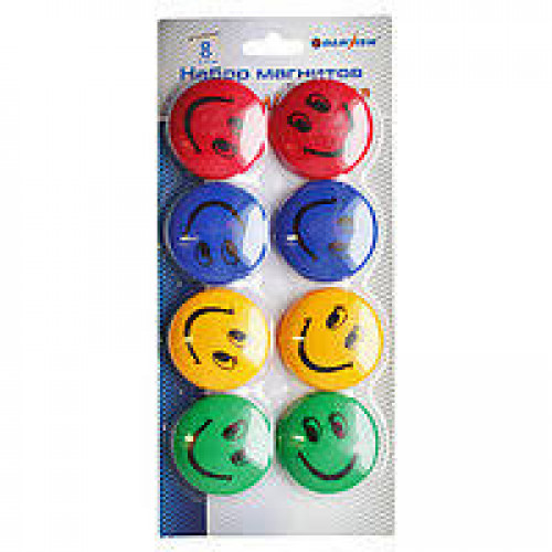Магнит д/маг.доски "Смайлики" 2см, 8шт., mix,блистер, 1шт/этик.