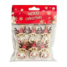 Прищіпка Украшалочка новорічна дерево Олень Набір 6шт