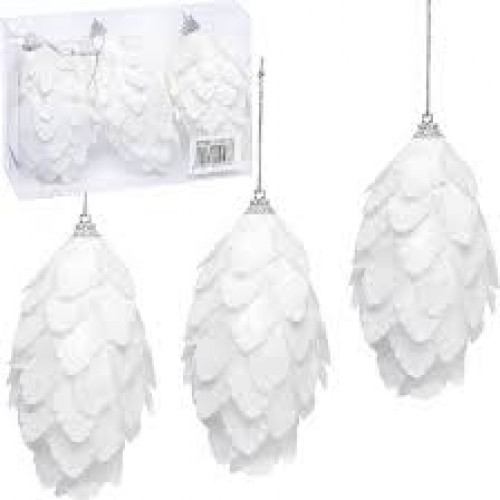Ялинкові іграшки Шишки білі 3шт HL22SF-133