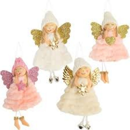 Янголятко кольорове прикраса ялинкова 12*8см