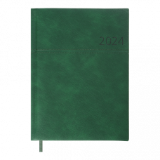 Датований щоденник А5 Buromax ORION зелений, штуч. шкіра/поролон