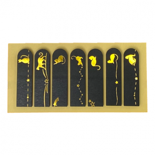 Стікер-закладки 175шт 7диз по 25арк BLACK паперові тиснення золотою фольгою, KIDS Line