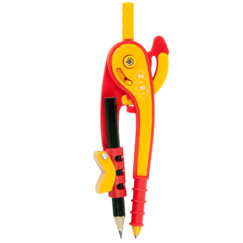 Циркуль козья ніжка пластик зі шкалою + олівець, помаранчев, блістер