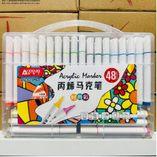Маркери акрилові набір трикутні  Aodemei 48шт., plastic box