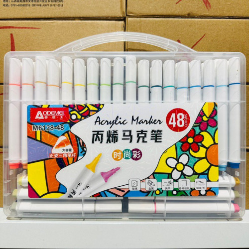 Маркери акрилові набір трикутні  Aodemei 48шт., plastic box