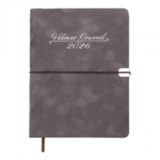 Датований щоденник А5 Buromax VELOUR сірий, штуч.шкіра