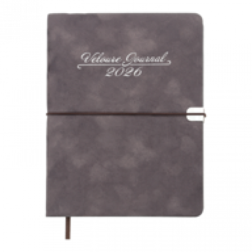 Датований щоденник А5 Buromax VELOUR сірий, штуч.шкіра