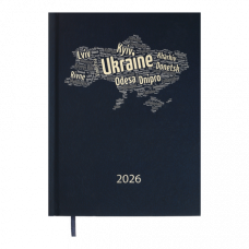 Датований щоденник А5 Buromax UKRAINE, темно-синій, поліграфічний