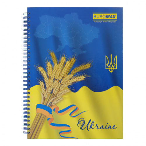 Блокнот А4  96арк спір/бічна ВUROМAX MY COUNTRY А4, т/о, 96л., кл.