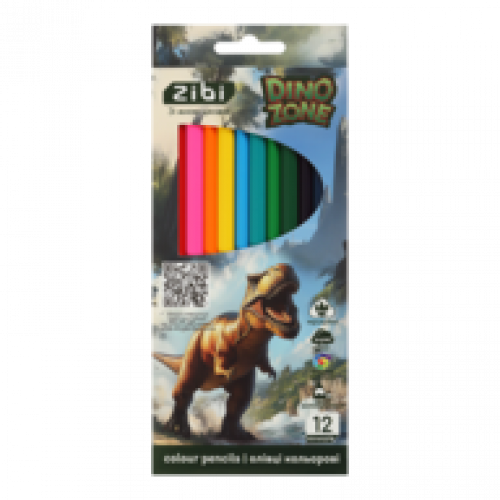 Олівці кольорові DINO, тригранний корпус, 12 кольорів, KIDS LINE