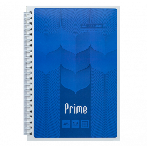 Блокнот А5  96арк. спіраль бічна PRIME клітинка, синій