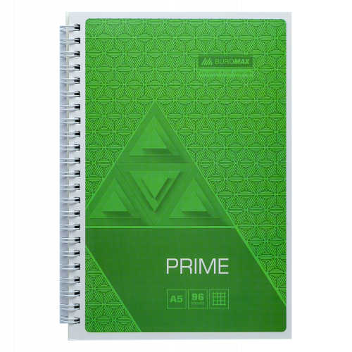 Блокнот А5  96арк. спіраль бічна PRIME клітинка, салатовий