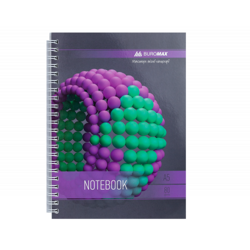 Блокнот А5 80арк спір/бок SPHERE клітинка, фіолетовий