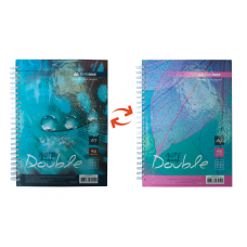 Книга  А5  96арк спіраль тверда обкл Перевертень DOUBLE бірюзова