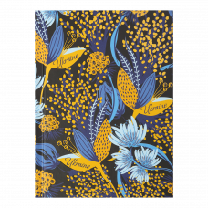Блокнот А6 64л Buromax FLORA кл., тв. обкл., мат. лам.+лак, чорний