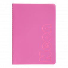 Книга записна NEON, А5, 80 аркушів, клітинка, зшита обкладинка PVC, рожева