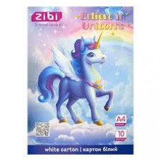 Картон білий UNICORN, А4, 10 аркушів, 230 г/м2, KIDS Line