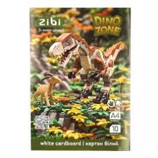 Картон білий крейдований двосторонній DINO, А4, 10 аркушів, 180 г/м2, KIDS Line