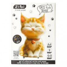 Набір кольорового картону та паперу CATS&DOGS,  А4, 9 арк. картону + 9 арк. паперу, KIDS Line