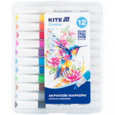 Маркери акрилові Jumbo, 12шт Kite Creative