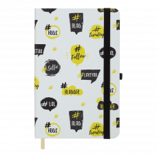 Книжка записна TRENDY, на гумці, 136х207мм, 96 арк., кліт., офсет крем., тв.лам.обкл., біла