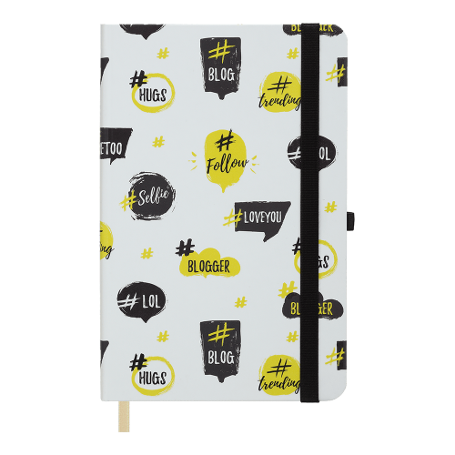 Книжка записна TRENDY, на гумці, 136х207мм, 96 арк., кліт., офсет крем., тв.лам.обкл., біла